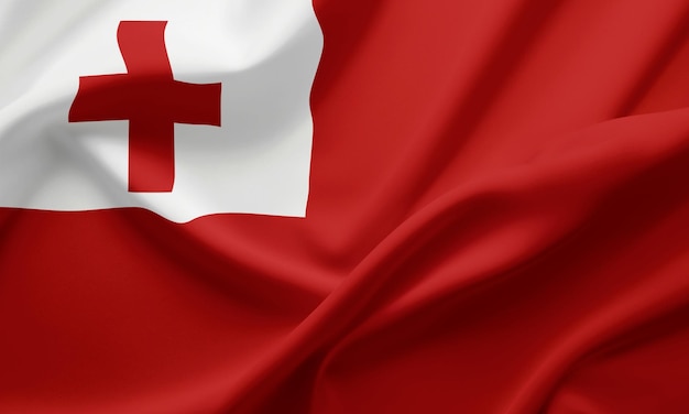 Foto nahaufnahme, die flagge von tonga schwenkt