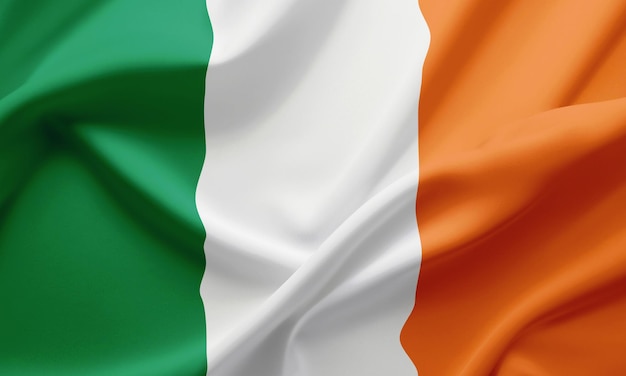 Foto nahaufnahme, die irische flagge schwenkt