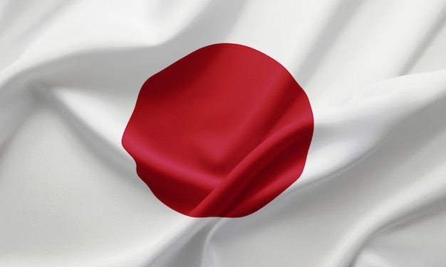 Foto nahaufnahme, die japanische flagge schwenkt