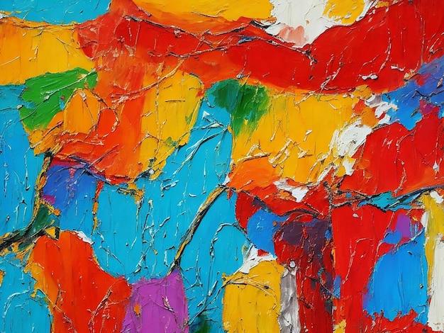 Nahaufnahme einer abstrakten groben mehrfarbigen Malerei mit Ölpinselstrich