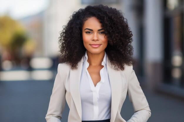 Nahaufnahme einer afroamerikanischen Geschäftsfrau auf einem klaren Hintergrund