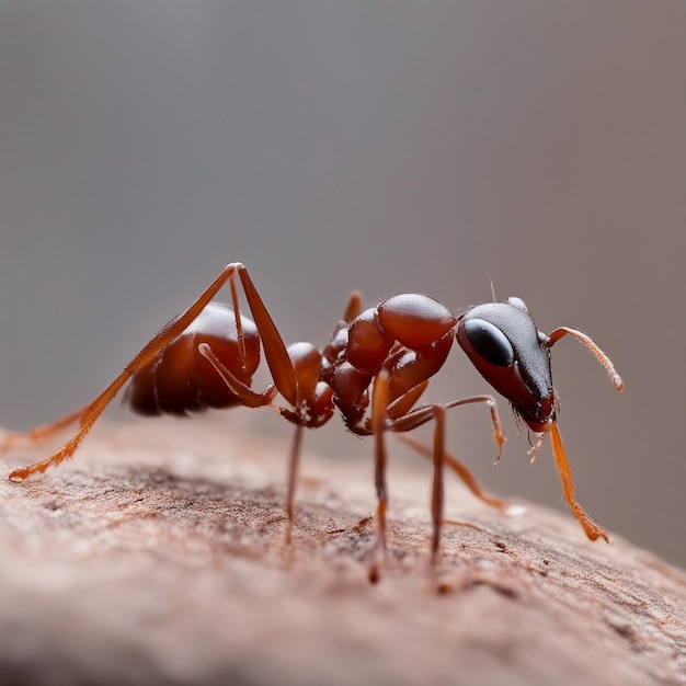 Foto nahaufnahme einer ameise, einer winzigen kreatur, die die komplizierte welt der natur erkundet