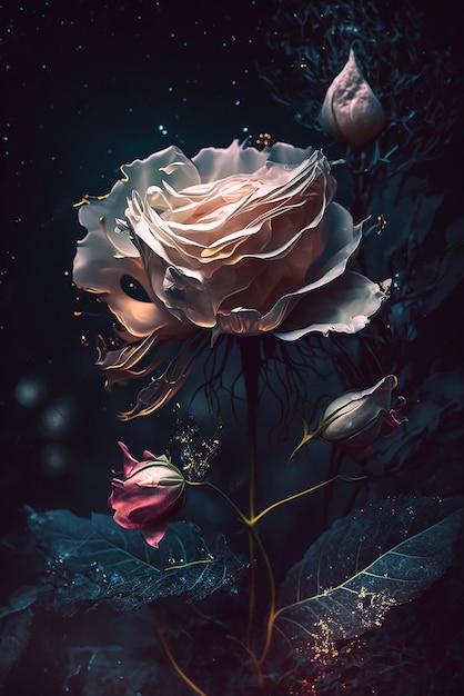 Nahaufnahme einer blühenden generativen Rosenblume