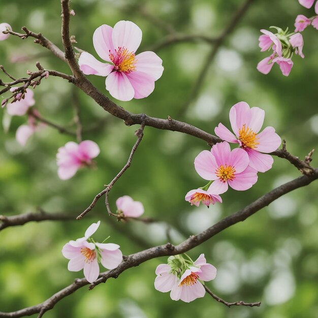 Nahaufnahme einer Blume auf einem Baumzweig, erzeugt durch KI