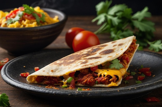 Nahaufnahme einer Chorizo-Quesadilla-Witz