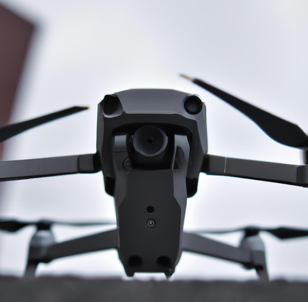 Nahaufnahme einer Drohne über dem Himmel, die mit generativer KI-Technologie erstellt wurde