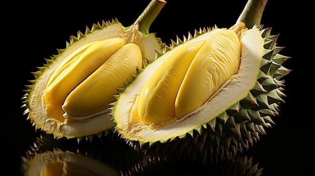 Nahaufnahme einer Durian-Frucht auf einem isolierten Hintergrund