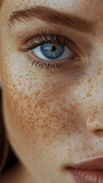 Nahaufnahme einer Frau mit Freckles im Gesicht