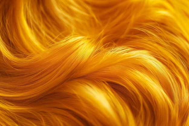 Nahaufnahme einer Frau mit leuchtend gelbem Haar, wellenförmigen, glänzenden Locken, leuchtend farbigen Haaren