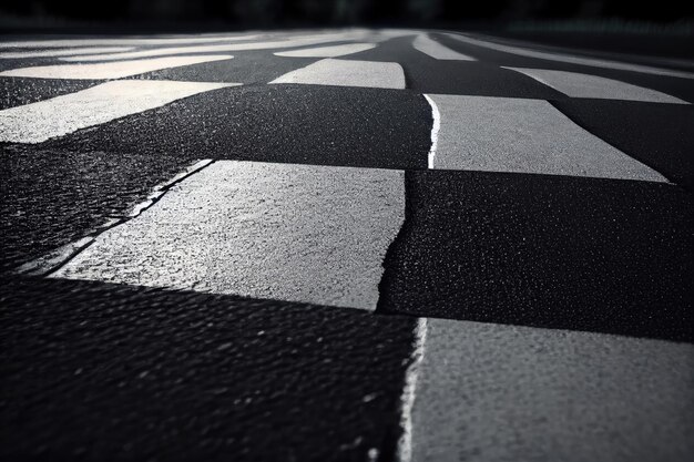 Nahaufnahme einer frisch gepflasterten Straße mit sichtbaren Linien und Texturen