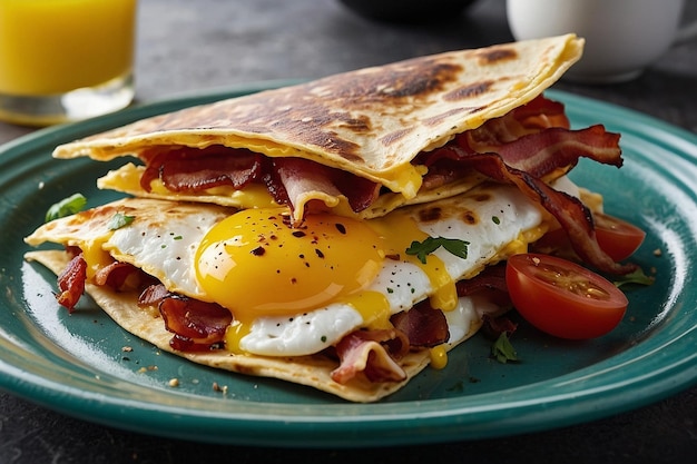 Nahaufnahme einer Frühstücksquesadilla