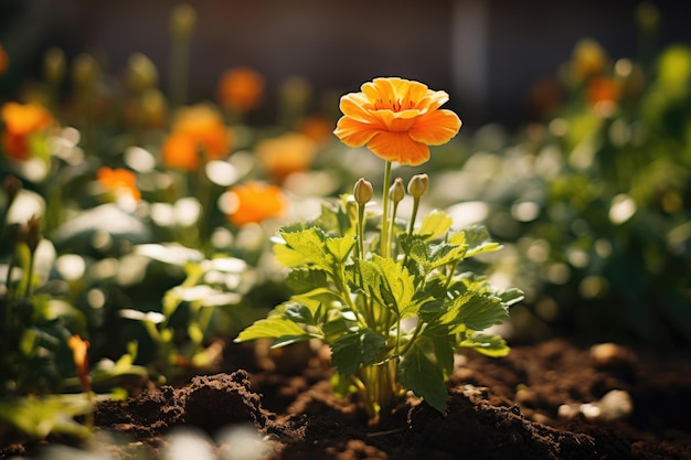 Nahaufnahme einer Gartenblume in einem Blumenbeet