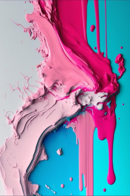 Nahaufnahme einer generativen KI mit rosafarbener und blauer Malerei