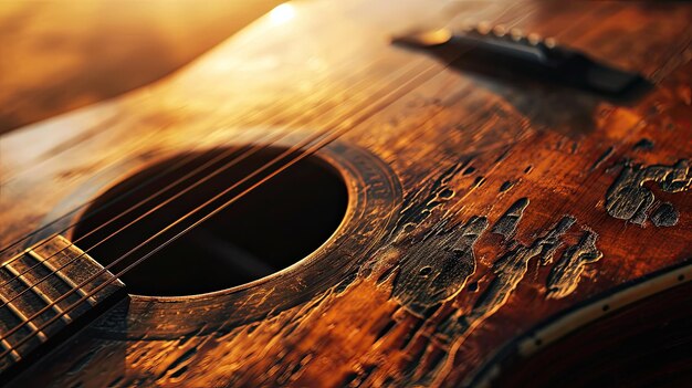 Foto nahaufnahme einer gitarre mit wassertropfen