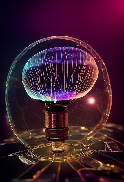 Nahaufnahme einer Glaskugel mit Glühbirne im generativen KI
