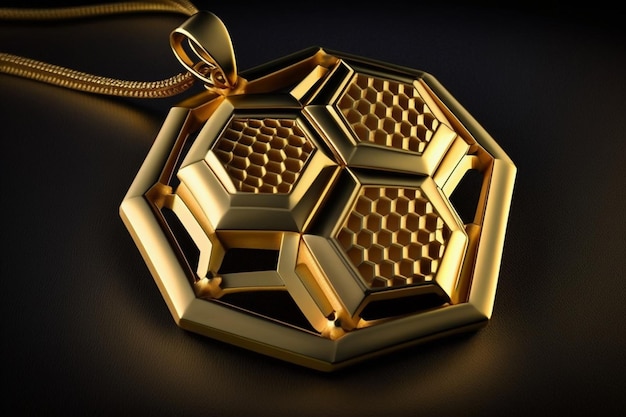 Nahaufnahme einer Goldkette mit generativem geometrischem Design