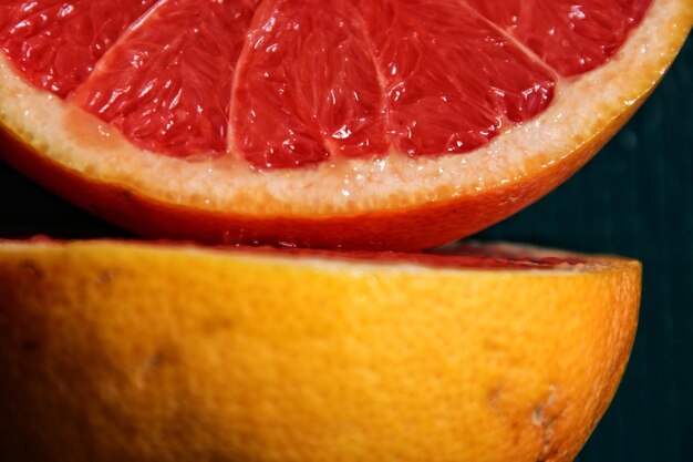 Foto nahaufnahme einer grapefruitscheibe
