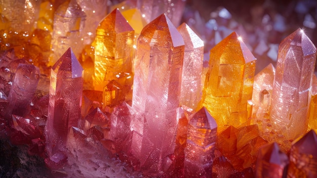 Nahaufnahme einer Gruppe farbenfroher Amethystkristalle
