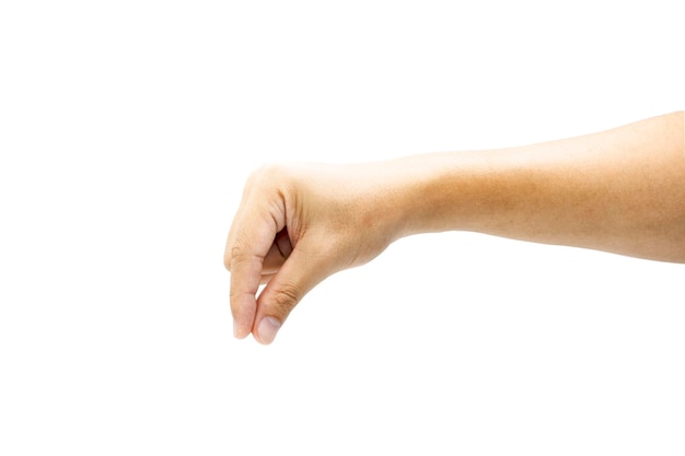 Nahaufnahme einer Hand, die den weißen Hintergrund berührt