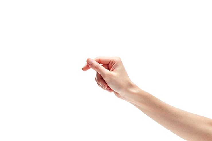 Foto nahaufnahme einer hand vor weißem hintergrund