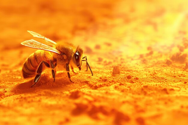 Nahaufnahme einer Honigbiene, eines Bestäuberinsekten auf einem Honigstock