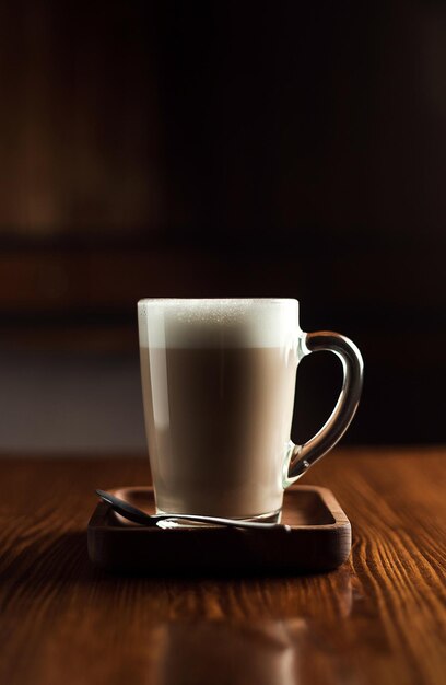 Foto nahaufnahme einer kaffeetasse auf dem tisch