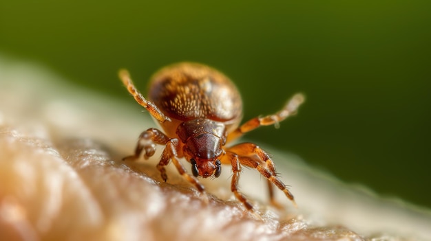 Nahaufnahme einer kleinen gefährlichen Zecke, eines winzigen Parasiteninsekten auf der menschlichen Haut