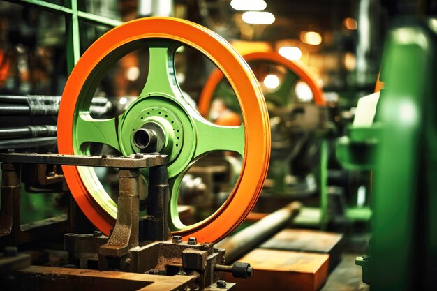 Foto nahaufnahme einer maschine in einer fabrik moderne metallverarbeitung in einem industrieunternehmen herstellung von hochpräzisen teilen und mechanismen