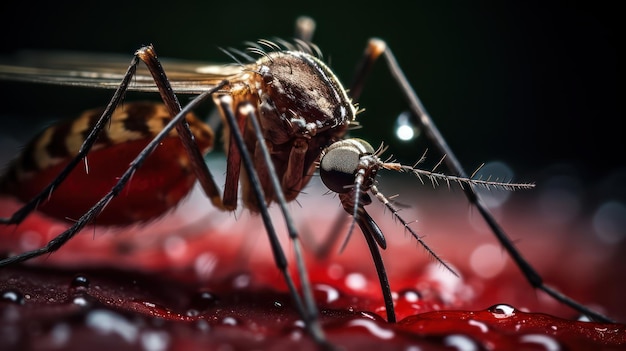 Foto nahaufnahme einer mücke, die blut aus der haut saugt