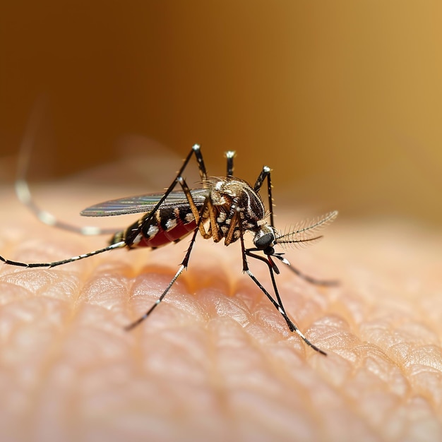 Foto nahaufnahme einer mücken auf menschlicher haut, die eine belästigung hervorhebt
