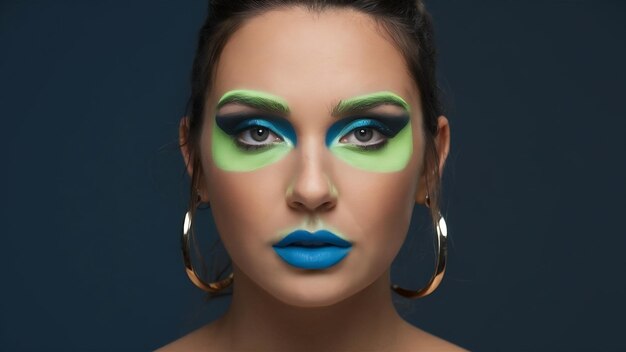 Nahaufnahme einer Person mit fluoreszierender Make-up