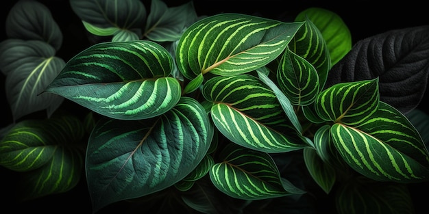 Nahaufnahme einer Pflanze mit grünen Blättern darauf, generative KI