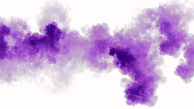 Nahaufnahme einer purpurnen Acrylfarbe im Wasser lokalisiert auf Weiß