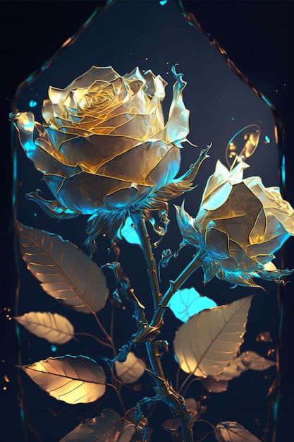 Nahaufnahme einer Rose in einer Glasvase generative KI