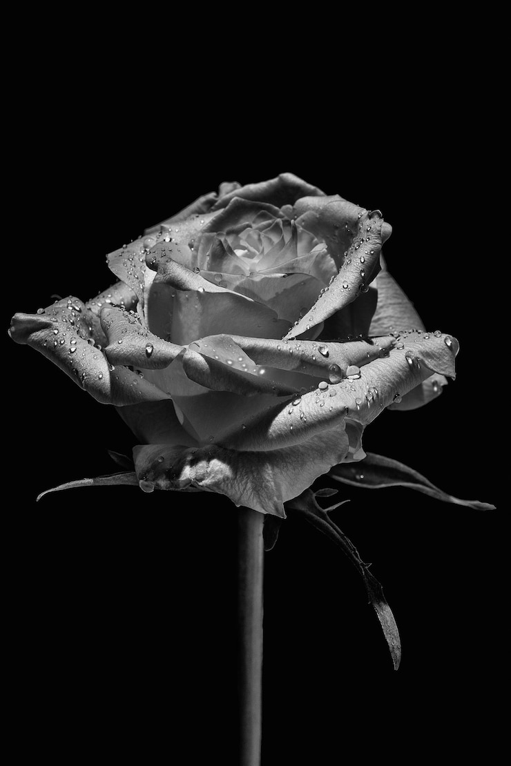 Foto nahaufnahme einer rose vor schwarzem hintergrund