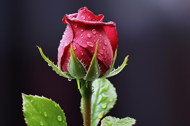 Foto nahaufnahme einer rosenknospe, die kurz davor steht zu blühen