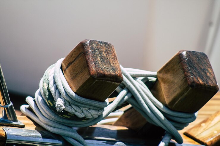 Foto nahaufnahme einer rostigen kette gegen ein boot
