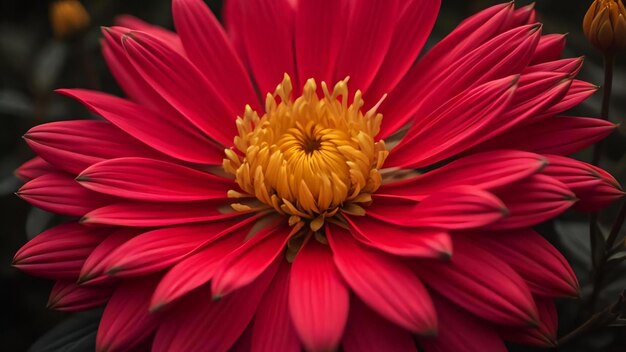 Nahaufnahme einer roten Dahlia-Blumen im Garten