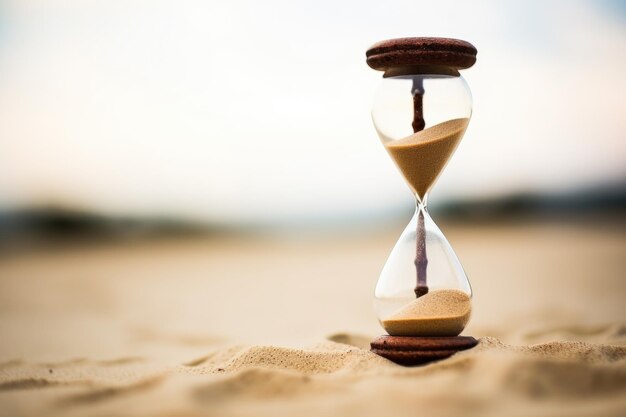 Foto nahaufnahme einer sanduhr mit fließendem sand