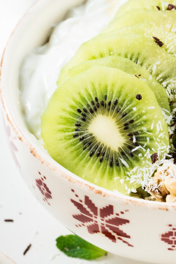 Foto nahaufnahme einer scheibe kiwi