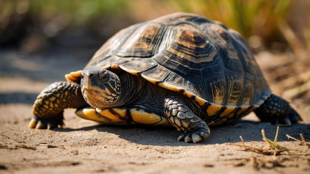 Nahaufnahme einer Schildkröte im natürlichen Lebensraum