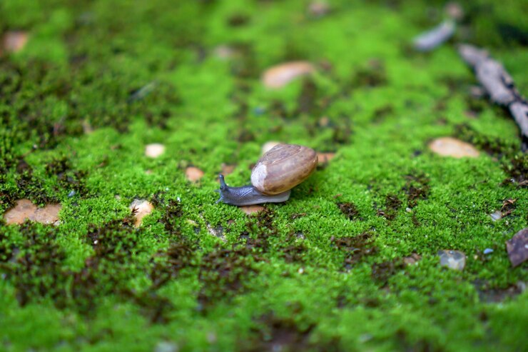 Foto nahaufnahme einer schnecke auf dem boden