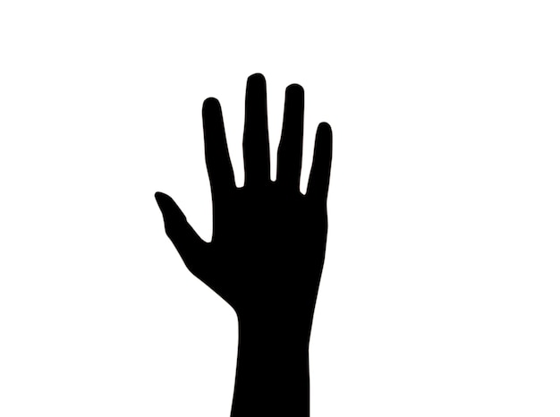 Nahaufnahme einer Silhouette der Hand vor weißem Hintergrund