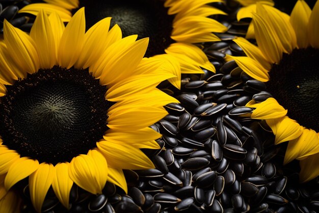 Nahaufnahme einer Sonnenblume mit einem Kolibri in der Nähe