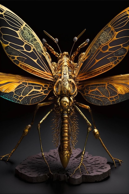 Nahaufnahme einer Statue einer generativen Libelle