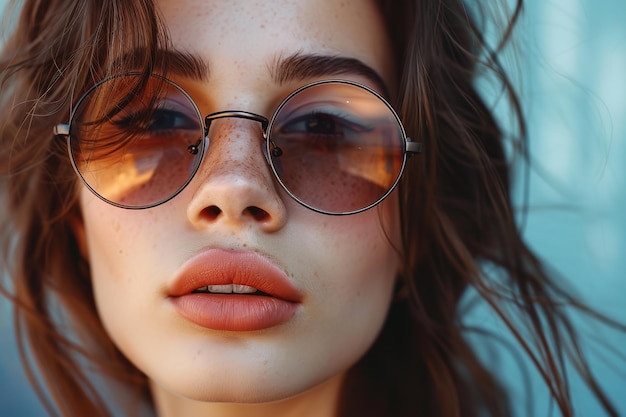Nahaufnahme einer stilvollen jungen Dame mit generativer Ai-Sonnenbrille