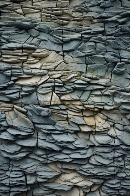 Nahaufnahme einer strukturierten Steinwand mit natürlichem Muster, erstellt mit generativer KI
