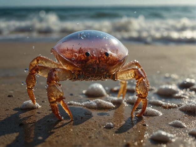 Nahaufnahme einer Süßwasserkrabbe am Strand