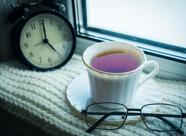 Foto nahaufnahme einer teetasse auf dem tisch