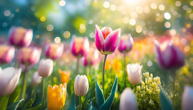 Foto nahaufnahme einer tulpenblume mit bokeh-hintergrund